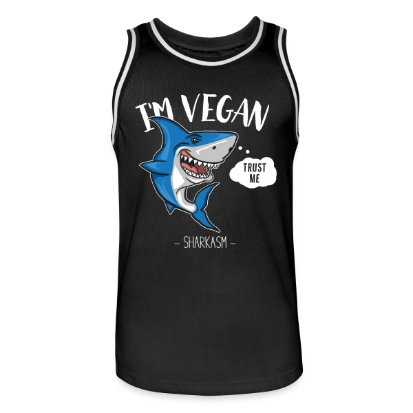 Requin Végétarien Humour sur Maillot de basket Homme