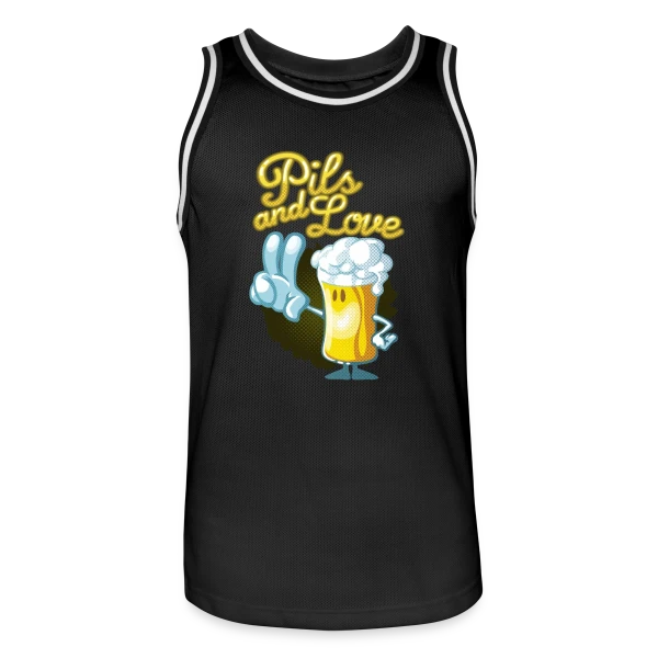 Pils & Love : La Bière et l'Amour en Version Cartoon sur Maillot de basket Homme
