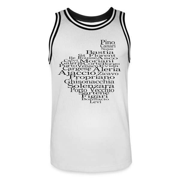 Carte Corse Villes Typographie sur Maillot de basket Homme