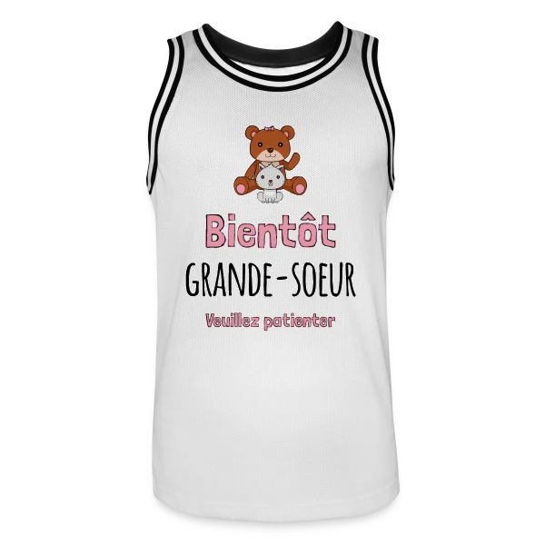 'Bientôt Grande Sœur' - Annonce Grossesse Originale sur Maillot de basket Homme