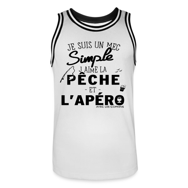 "Pêche & Apéro" : L'Humour du Pêcheur Relax sur Maillot de basket Homme