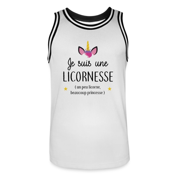 Licornesse : Moitié Licorne, Moitié Princesse sur Maillot de basket Homme