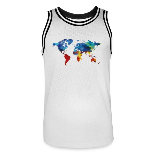 Carte du Monde Aquarelle sur Maillot de basket Homme