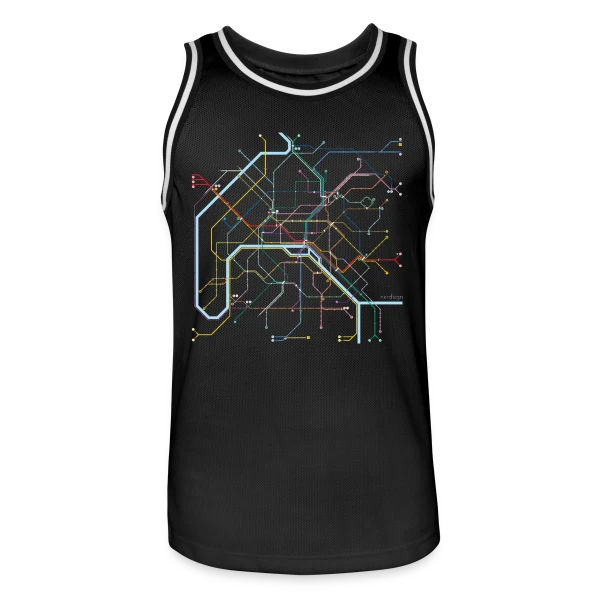 Plan Métro Paris Coloré sur Maillot de basket Homme