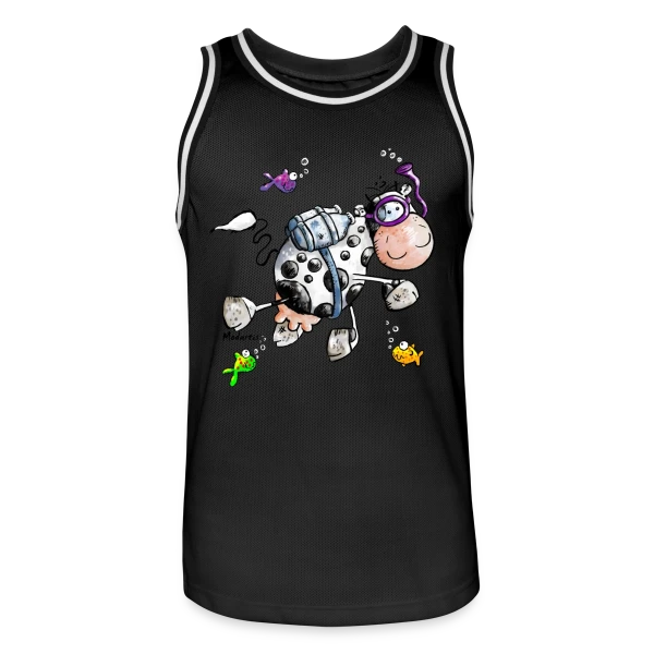 La Vache Marine Plongeuse Cartoon sur Maillot de basket Homme