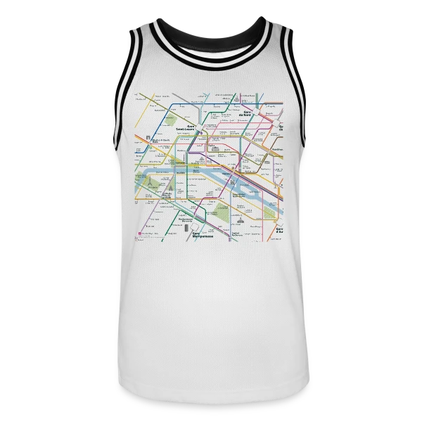 Plan Métro Parisien sur Maillot de basket Homme