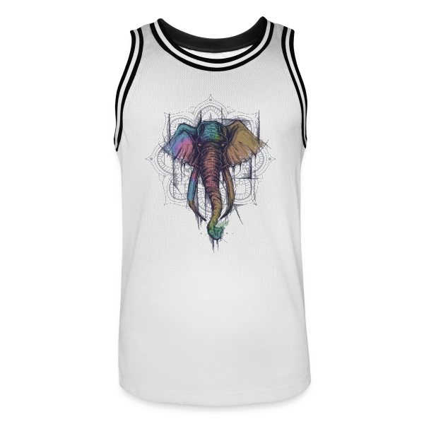 Éléphant Mandala Coloré - Harmonie Spirituelle sur Maillot de basket Homme