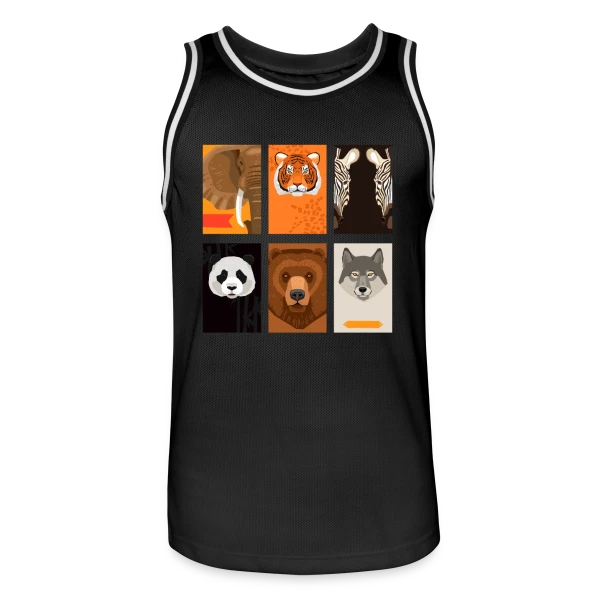 Animaux Sauvages Stylisés sur Maillot de basket Homme