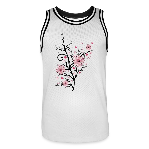 Cerisier Fleuri Cœurs sur Maillot de basket Homme