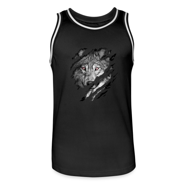 Loup Déchiré Yeux Rouges sur Maillot de basket Homme