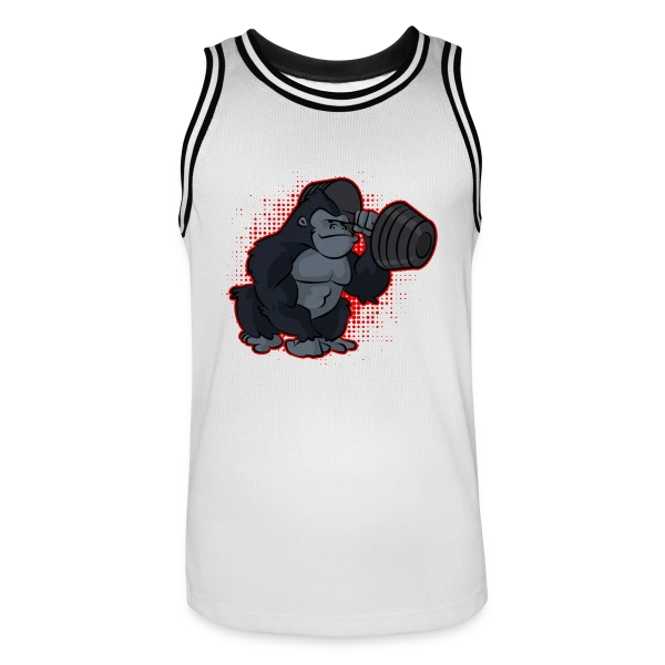 Gorille Musculation - Force et Humour sur Maillot de basket Homme