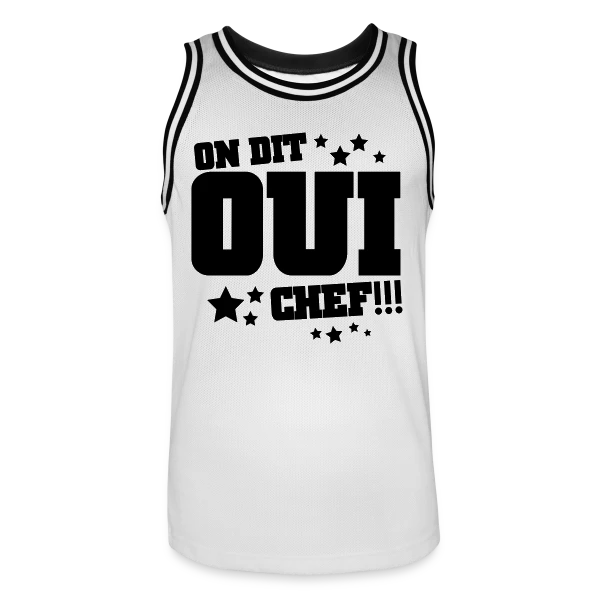 Oui Chef ! Humour Hiérarchie de Bureau sur Maillot de basket Homme