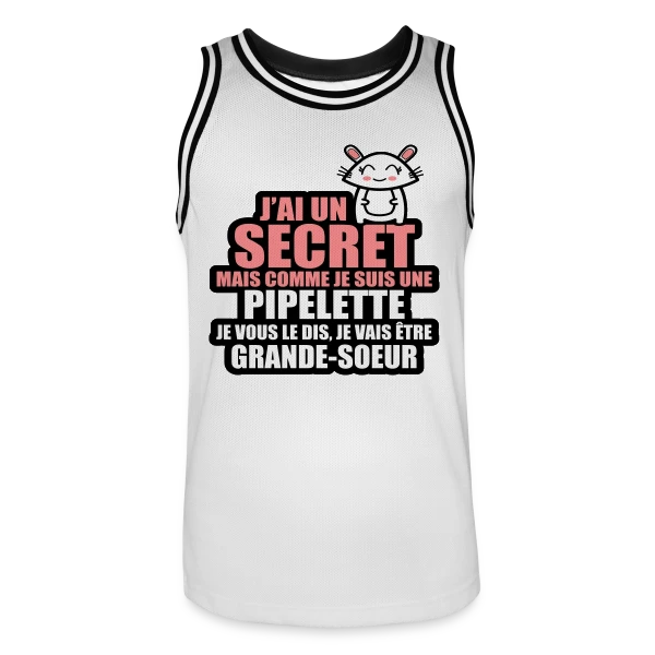 Annonce Grossesse : J'ai Un Secret, Je Vais Être Grande-Sœur sur Maillot de basket Homme