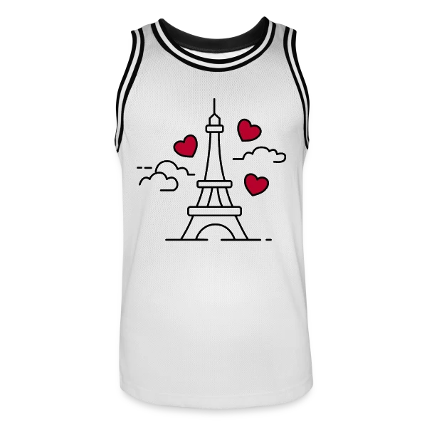 Tour Eiffel Cœurs Volants sur Maillot de basket Homme