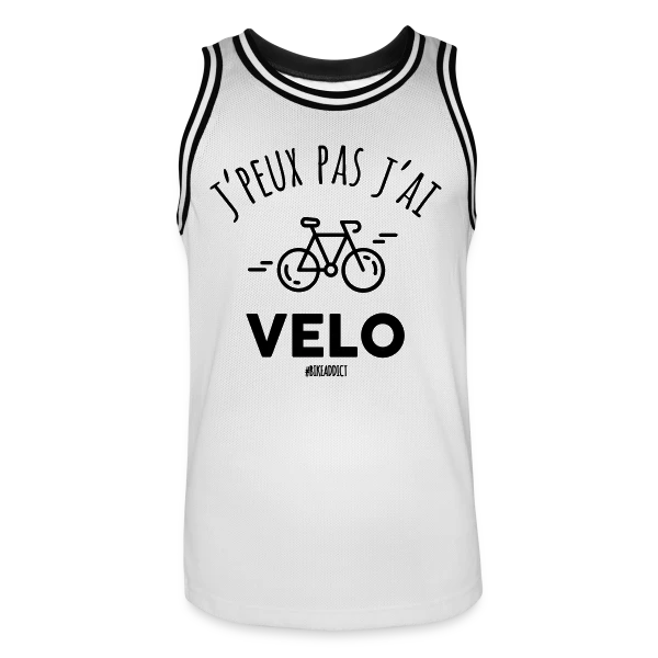 J'peux Pas, J'ai Vélo ! T-shirt Humour Cycliste sur Maillot de basket Homme