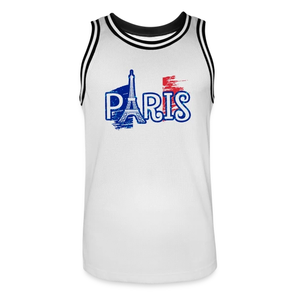 Paris Tour Eiffel Drapeau sur Maillot de basket Homme