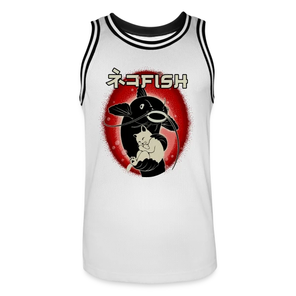 Amitié Insolite : Chat & Poisson-Chat sur Maillot de basket Homme