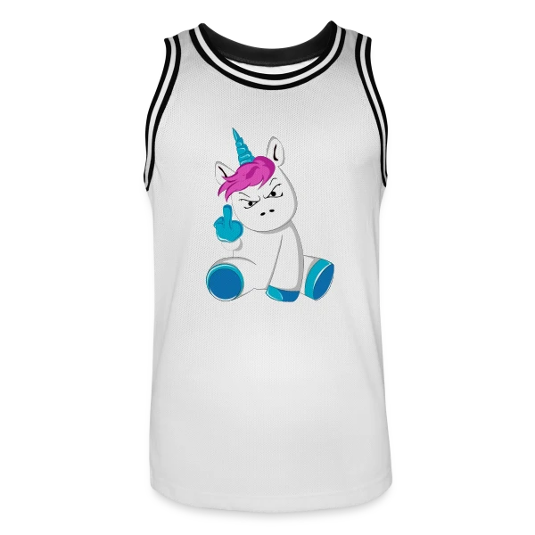 Licorne Furieuse Doigt d'Honneur sur Maillot de basket Homme