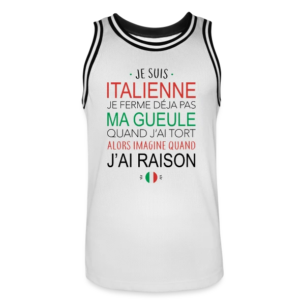 "Italienne : Ma Voix, Ma Loi" sur Maillot de basket Homme