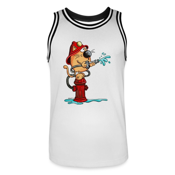 Le Chat Pompier Rigolo sur Maillot de basket Homme