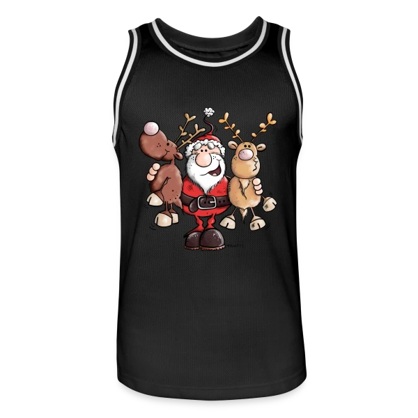 Le Père Noël Câline ses Rennes - Esprit de Noël sur Maillot de basket Homme