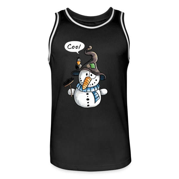 Bonhomme de Neige Rigolo - Hiver Enchanté sur Maillot de basket Homme