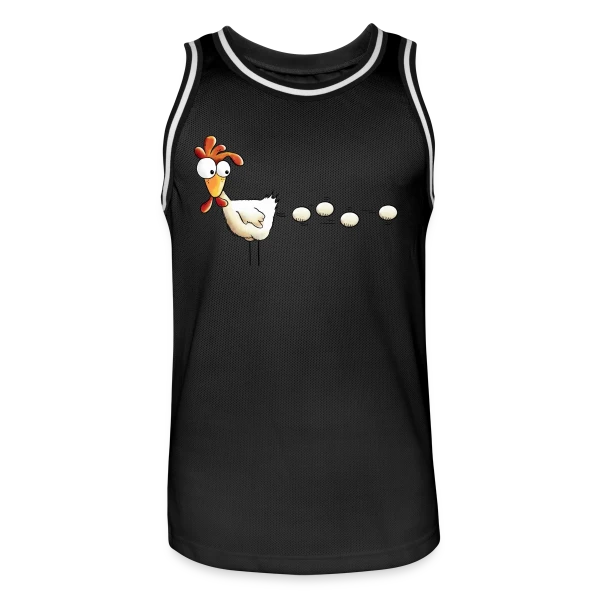 Attention, projectile poule ! Humour basse-cour sur Maillot de basket Homme