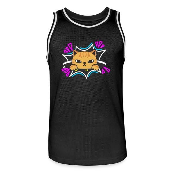 Chat Mignon Néon 90s sur Maillot de basket Homme