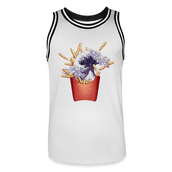 La Grande Vague de Kanagawa et Frites sur Maillot de basket Homme