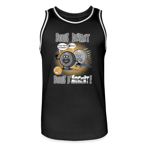 Boule devant boule d'argent - Pétanque sur Maillot de basket Homme
