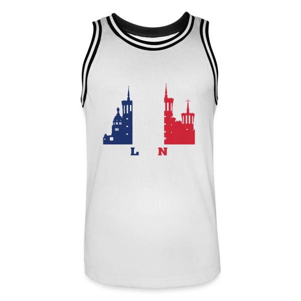 Lyon Monuments Drapeau sur Maillot de basket Homme