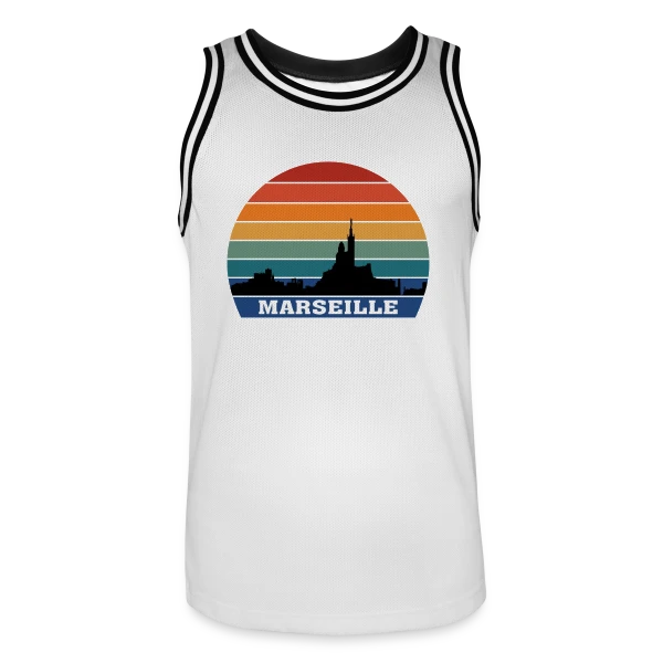 Marseille Skyline Rétro Sunset sur Maillot de basket Homme