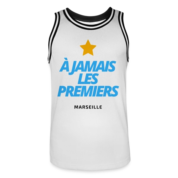 OM À Jamais Les Premiers (Bleu) sur Maillot de basket Homme