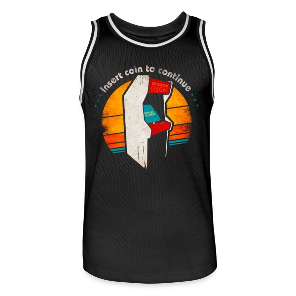 Arcade Rétro Années 80 : Insert Coin to Continue sur Maillot de basket Homme