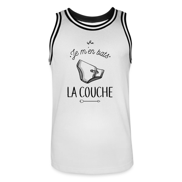 Je m'en Bats la Couche : Humour & Décontraction sur Maillot de basket Homme