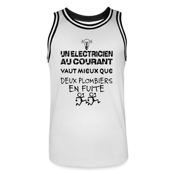 Électricien au Courant | T-Shirt Humour Pro du Câble sur Maillot de basket Homme