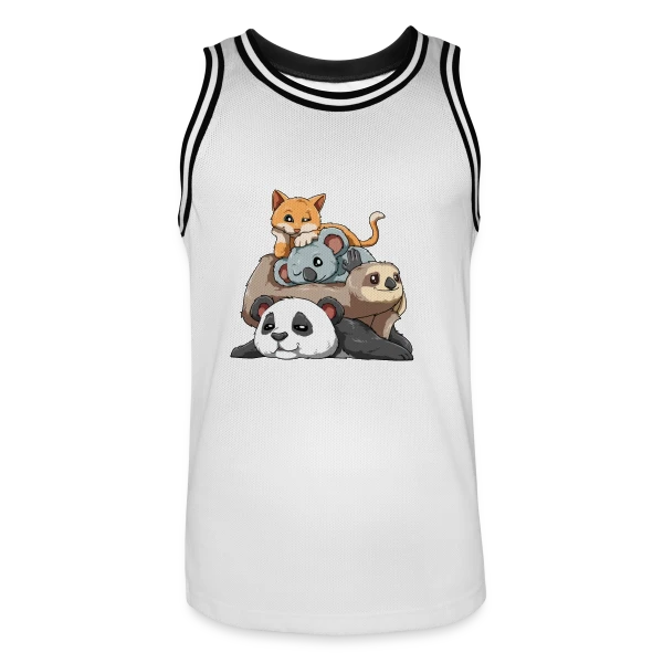 Pile d'Animaux Fainéants sur Maillot de basket Homme