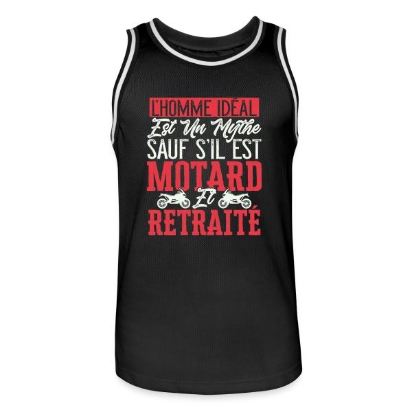 L'Homme Idéal : Motard & Retraité - Humour Moto sur Maillot de basket Homme