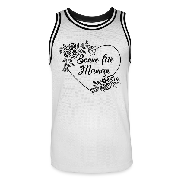 Bonne Fête Maman : Cœur Fleuri Éternel sur Maillot de basket Homme