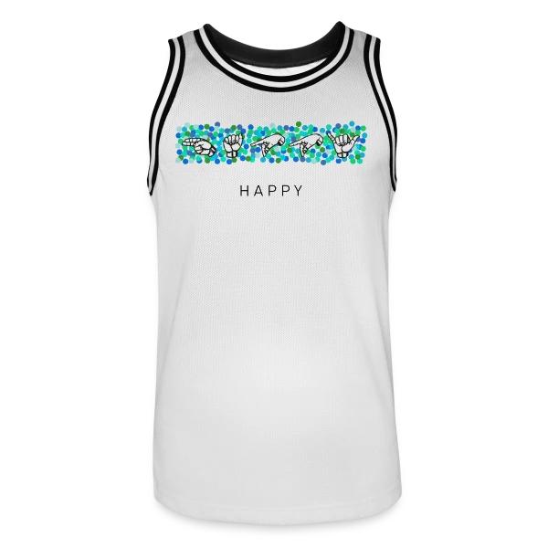 Bonheur en Langue des Signes sur Maillot de basket Homme