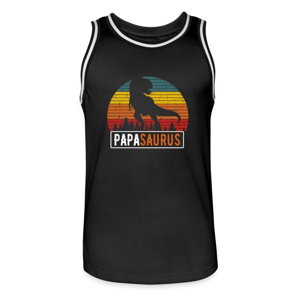 'PapaSaurus Rex' - Humour Dinosaure Rétro pour Papa sur Maillot de basket Homme