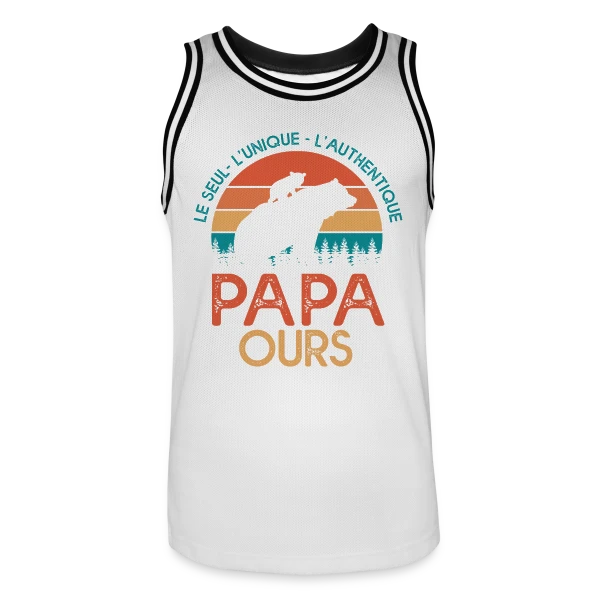 Papa Ours - Le Cadeau Original pour la Fête des Pères sur Maillot de basket Homme