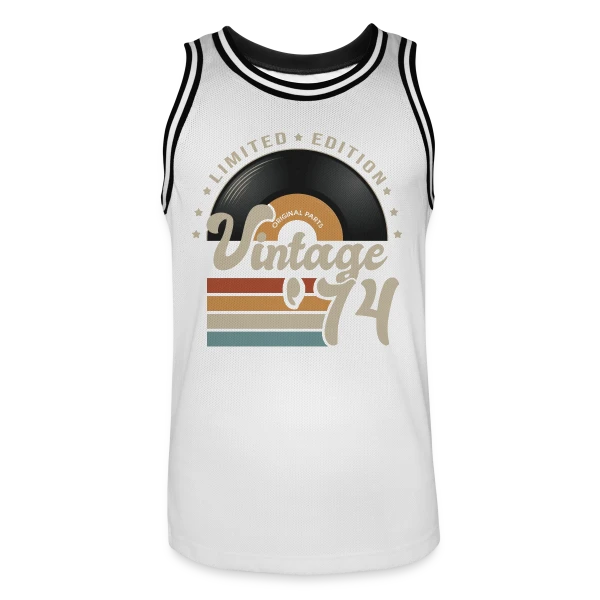 Vinyle Vintage 1974 – Anniversaire 49 ans sur Maillot de basket Homme