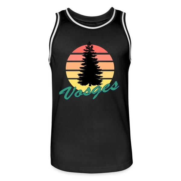 Vosges : Sapin au Coucher de Soleil Vintage sur Maillot de basket Homme