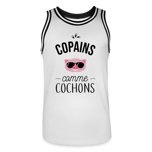 Copains comme Cochons - Duo d'Amis sur Maillot de basket Homme
