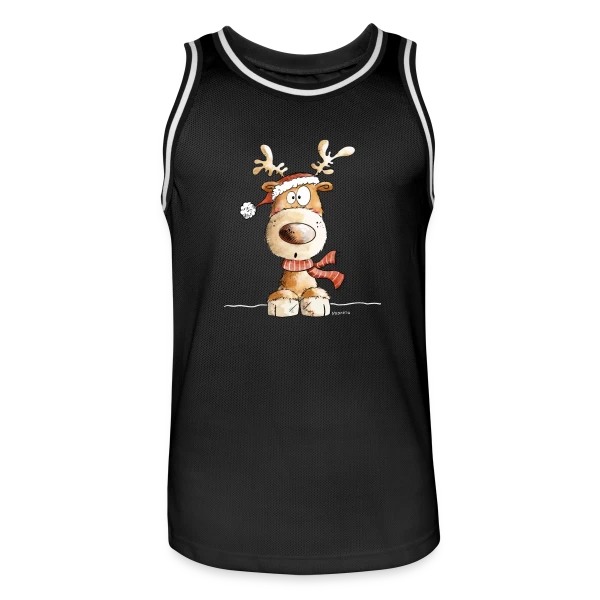 Renne de Noël Rigolo Ho Ho Ho ! sur Maillot de basket Homme