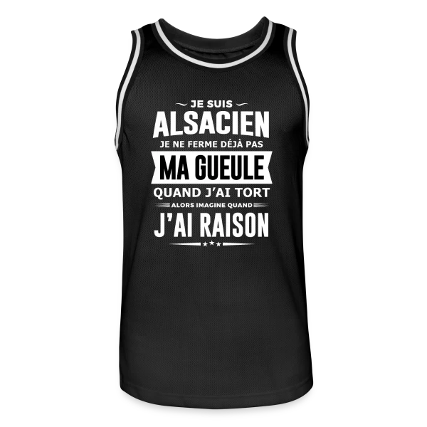Alsacien Je Ferme Pas Ma Gueule sur Maillot de basket Homme
