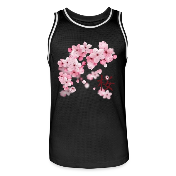 Sakura : Fleurs de Cerisier Japonaises sur Maillot de basket Homme
