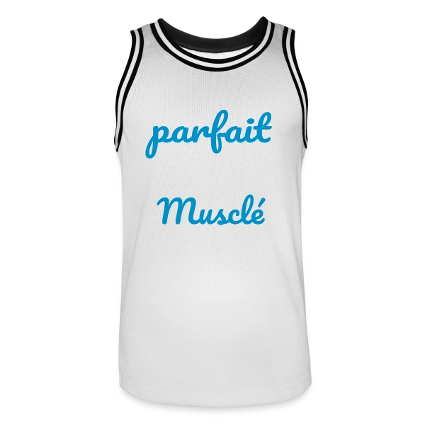 Musculation : Pas Parfait, Mais Musclé ! Humour Fitness sur Maillot de basket Homme