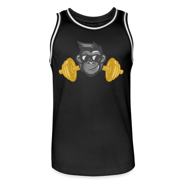 Le Singe Musclé : Gainz et Squats à la Salle sur Maillot de basket Homme